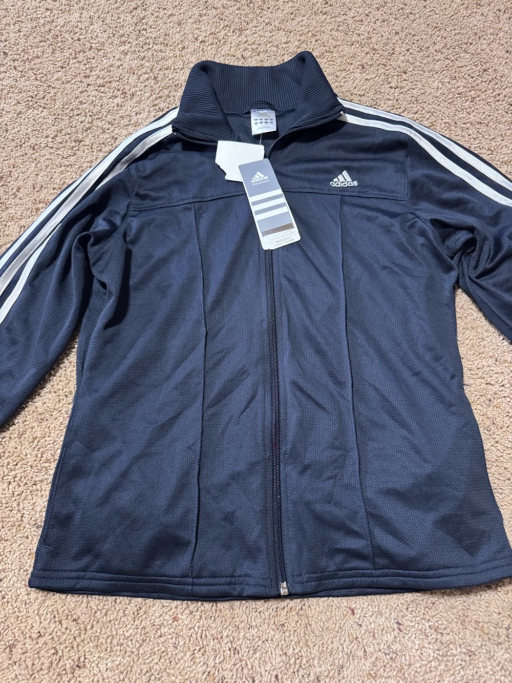 adidas navy blue Track Jacket with White Stripes - Picture 3 of 4